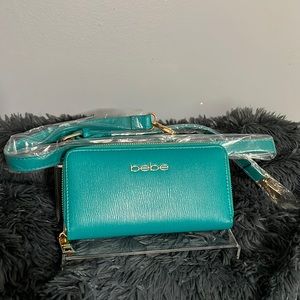 Teal Bebe wallet crossbody